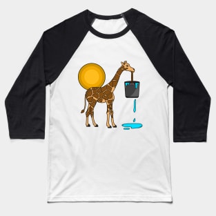 Giraffe with Bucket of Water Baseball T-Shirt